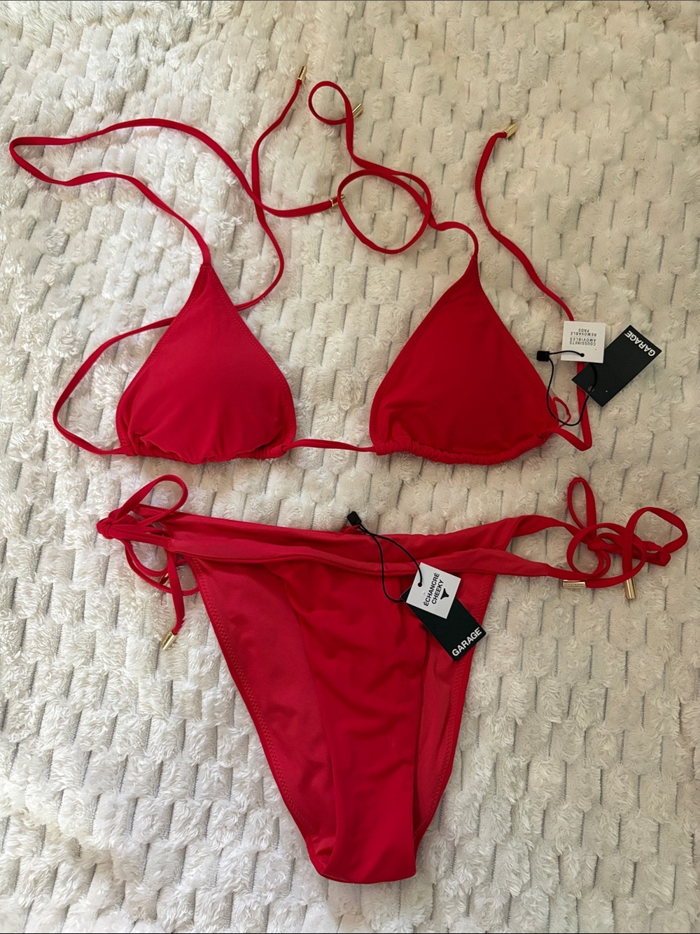 Garage Cheeky Bikini Set in Candied Apple Red